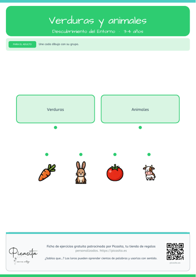 Vista previa: Verduras y animales