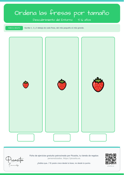 Vista previa: Ordena las fresas por tamaño